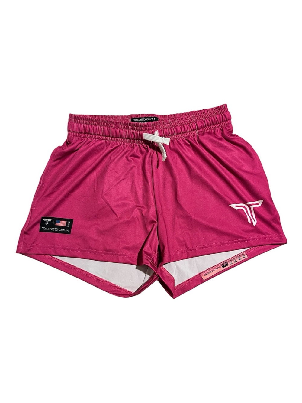 Takedown Women’s MMA Fight Shorts Hot Pink Drawstring 3” Inseam Gym Training S